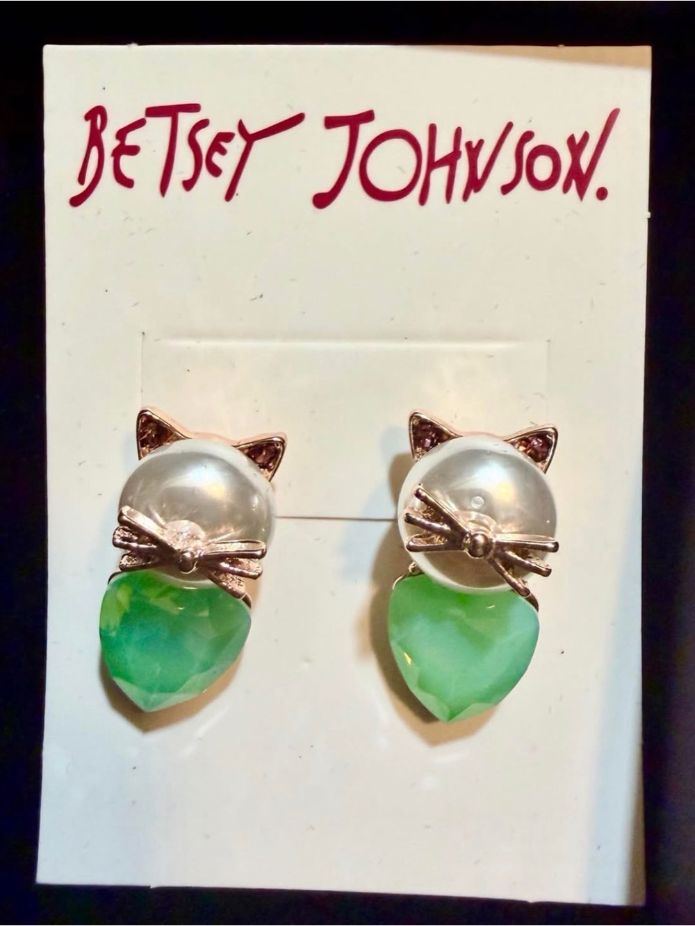 Cute new Betsey Johnson cat earrings. Includes original box.